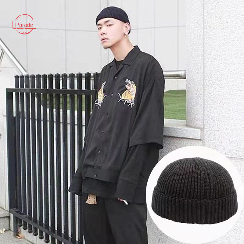 Diễu Hành Mùa Đông Ấm Áp Unisex Len Beanies Mũ Người Cá Mũ Dành Cho Nam Ngắn Đan Đồng Hồ Còng Trawler Mũ Hip Hop Bonnet VN