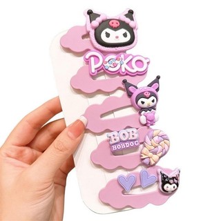 ￼Vỉ 5 kẹp tách mái Kuromi gấu dâu đáng yêu cho bé Phụ kiện tóc trẻ em - phụ kiện tóc