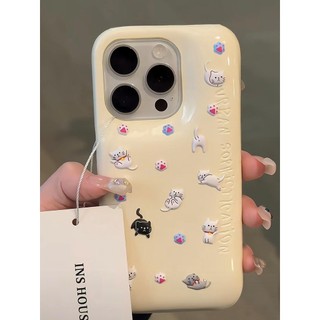 Vỏ điện thoại xà phòng hình mèo lập thể dễ thương cho iPhone15 Pro Max 14 13 12 Pro Max Vỏ máy ảnh chống sốc Túi khí bảo vệ chống rơi bìa lưng cứng