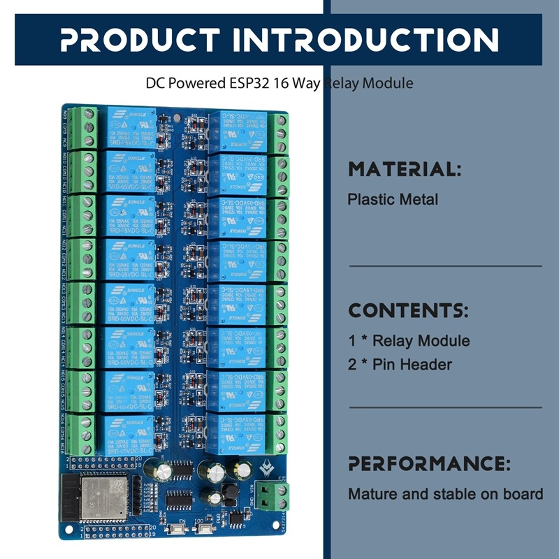 Mô-đun rơle 16 kênh DC5-12V Bộ nguồn ESP32 Bảng phát triển ESP32 Module phát triển thứ cấp