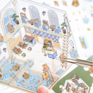 Enwei 3 Cái [Dòng khoảnh khắc cổ tích] Nhãn dán nhật ký dễ thương Nhãn dán chống nước Giấy Scrapbooking Chất liệu Sổ lưu niệm Bộ