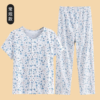Nhà Quần Áo Cotton Nguyên Chất Bộ Đồ Ngủ Nữ Nửa Tay Cardigan Nút Trước Bà Già Vest Plus Kích Thước Bà Hoa MH01MHM