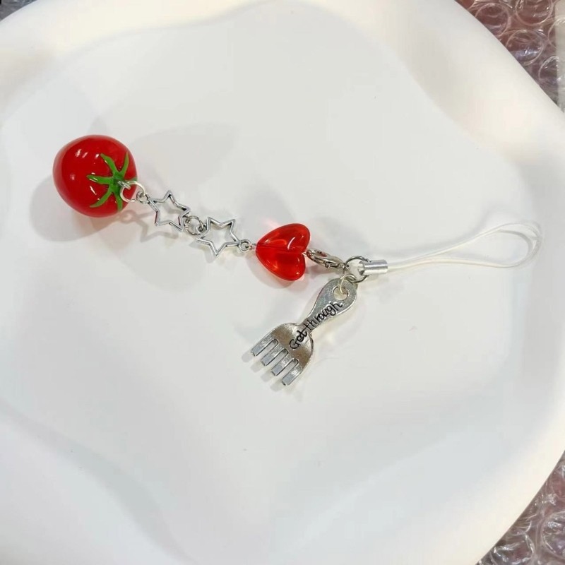 ⚝⚝Richh Cà Chua Mặt Dây Chuyền Móc Khóa Túi Charm Phụ Kiện Nhựa Móc Khóa Cho Nữ Thời Trang
