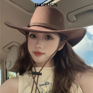 Jkdesign Mũ Cao Bồi, Màu Trơn Vintage Nam Nữ Cosplay Da Lộn Jazz Mũ, Beanies Trang Phục Hóa Trang Mũ Giả Nỉ Da Mũ Chống Nắng Ngoài Trời