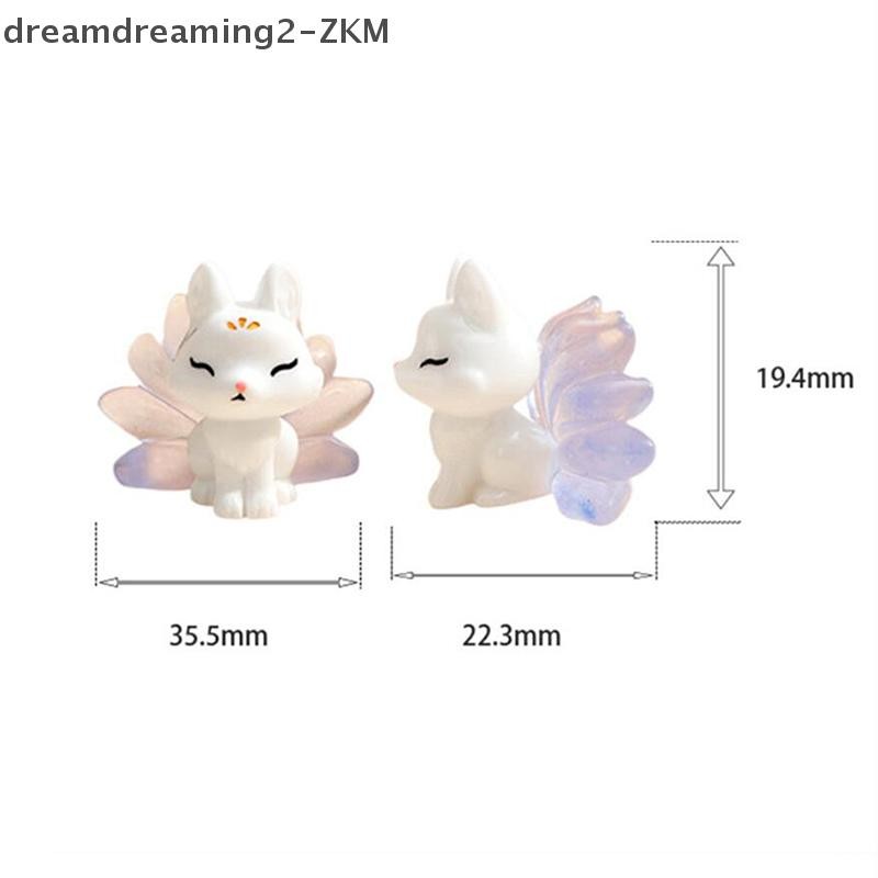 [dreamdreaming] 1PC Nhựa Dạ Quang Dễ Thương Chín Đuôi Cáo Trang Trí Phát Sáng Trong Bóng Tối Nhân Vật Thu Nhỏ Fox Micro Phong Cảnh Trang Trí Nhà Búp Bê [zkm]