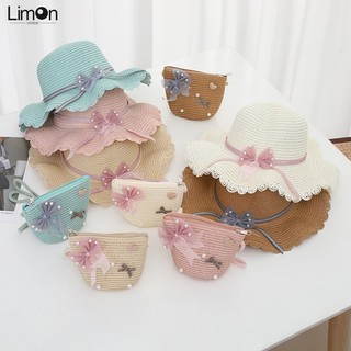 Mũ Cói Chống Nắng Kèm Túi Xách Dễ Thương Thời Trang Mùa Hè Cho Bé