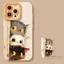 Ốp điện thoại hình mèo hoạt hình dễ thương + dây buộc cho iPhone 17 16 15 14 13 12 11 Pro Max X Xr Xs Max 7 8 Plus SE2020