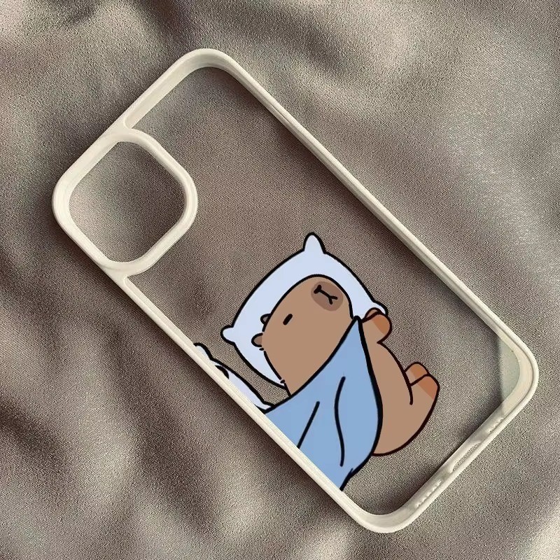 Ốp Điện Thoại Cặp Đôi Capybara Hoạt Hình Dễ Thương Cho iPhone 16 15 Pro MAX 11 14 13 12 Pro XS X SE2020 XR 7 8 Plus Thỏ Gấu Trong Suốt