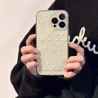 Ốp Điện Thoại Trong Suốt Nơ Nhiều Màu Sắc Đơn Giản Cho IPhone 17 air 11 15 16 Pro MAX 12 13 14 Promax XS MAX XR 8 7 u216