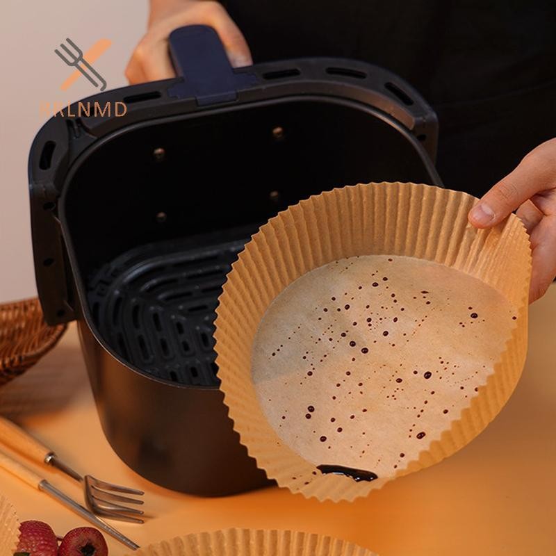 Rrlnmd 50 Chiếc Nồi Chiên Không Khí Dùng Một Lần Giấy Lót Khay Giấy Chống Dầu Thảm Nướng Bánh Chống Dính MỚI