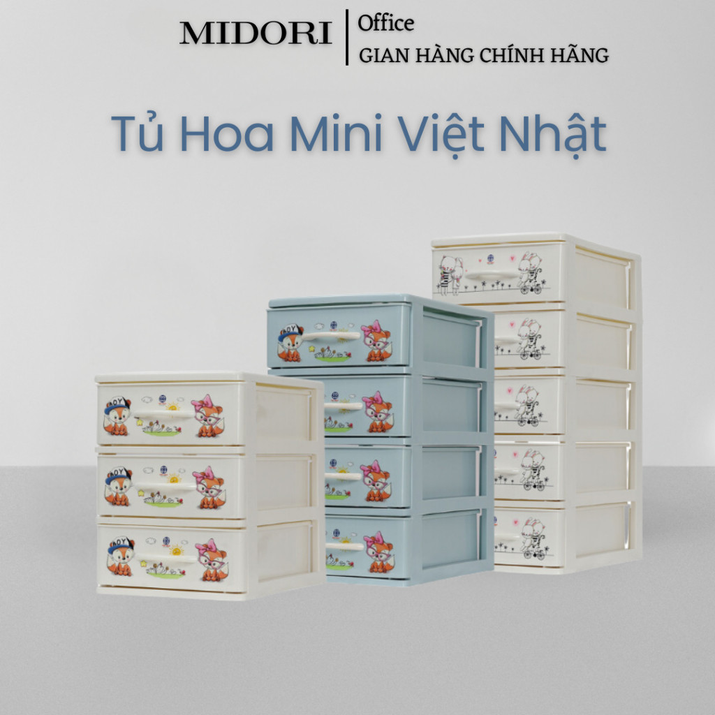 Tủ Nhựa Mini Để Bàn Việt Nhật. Tủ Hoa Bé 3T 4T 5T Nhỏ Gọn Đụng Thuốc, Mỹ Phẩm, Đồ Dùng Học tập.