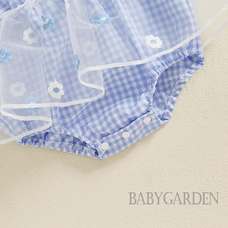 / / -Baby Bé Gái Romper Đầm Tay Ngắn Cổ Búp Bê Kẻ Sọc Hoa Body Quần Áo Cho Tiệc Hàng Ngày