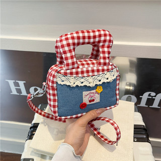 2026 Sweet Hello Kitty Thời Trang Denim Kẻ Sọc Dây Kéo Túi Đeo Vai Đơn