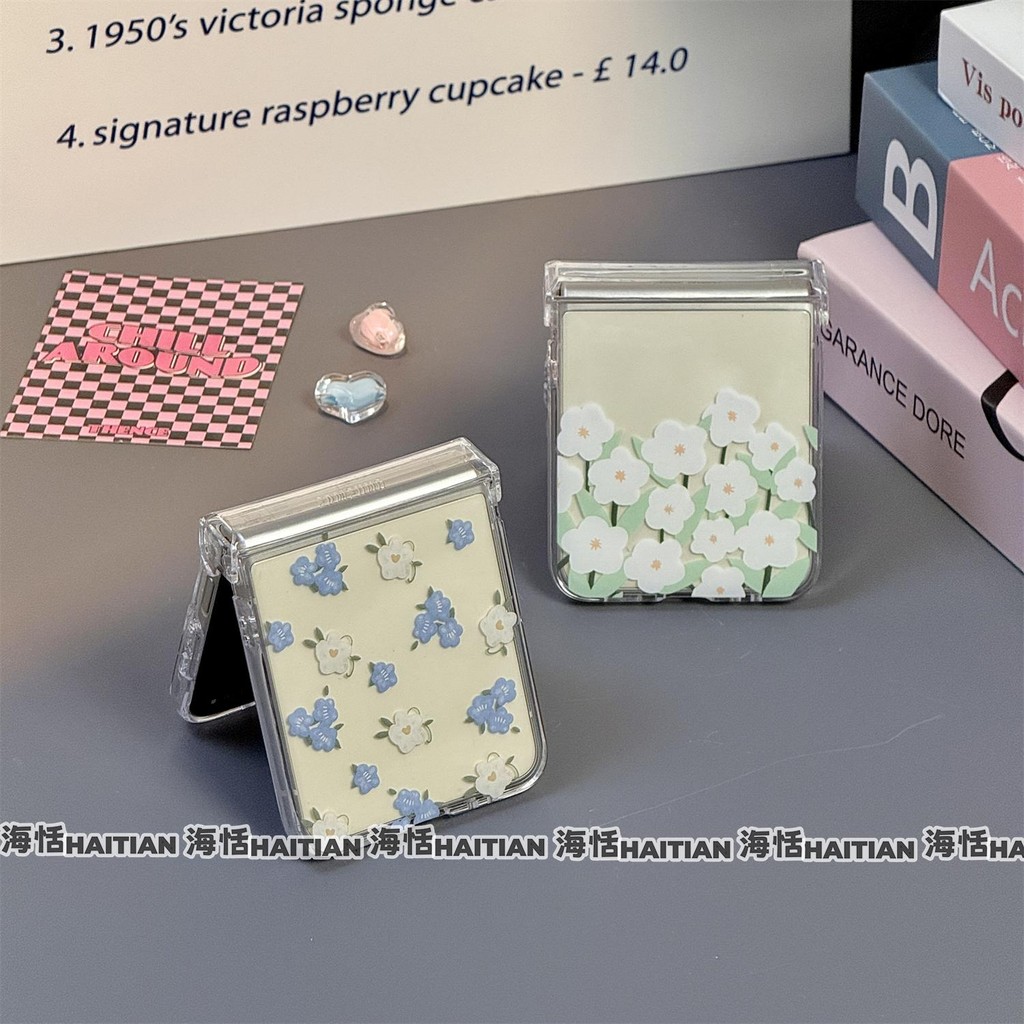 Mới Trong Suốt Vòng Tay Hoa Bướm Charm Ốp Lưng Điện Thoại Thích Hợp Cho Samsung Galaxy ZFlip7 Zflip6 Vỏ Gấp Cho Zflip 7FE 5 4 3 5G Vỏ Bảo Vệ Cứng