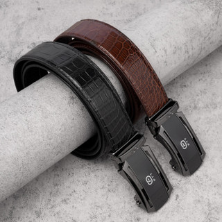 Thắt lưng da cá sấu thật, dây nịt nam Fttleather thắt lưng dây khấc khóa tự động tiện lợi DF94