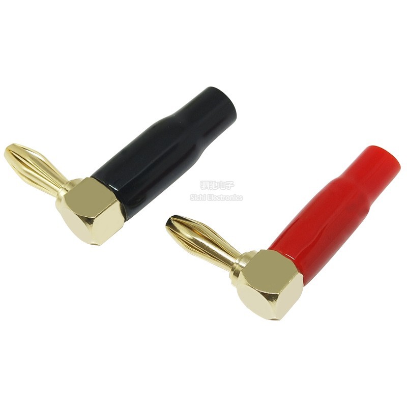 Mạ vàng 4mm Góc phải Khuỷu tay hình chữ L Hàn không cần cắm chuối 90 độ Loa Cáp cắm chuối cắm