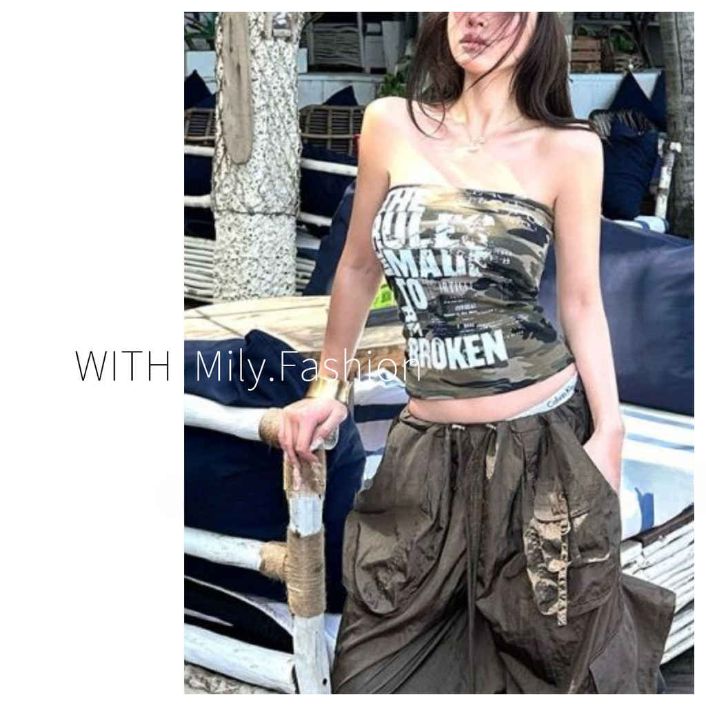 Milyfashion Áo Top Mỏng In Chữ, Thiết Kế Slim-Fit, Phù Hợp Mùa Hè