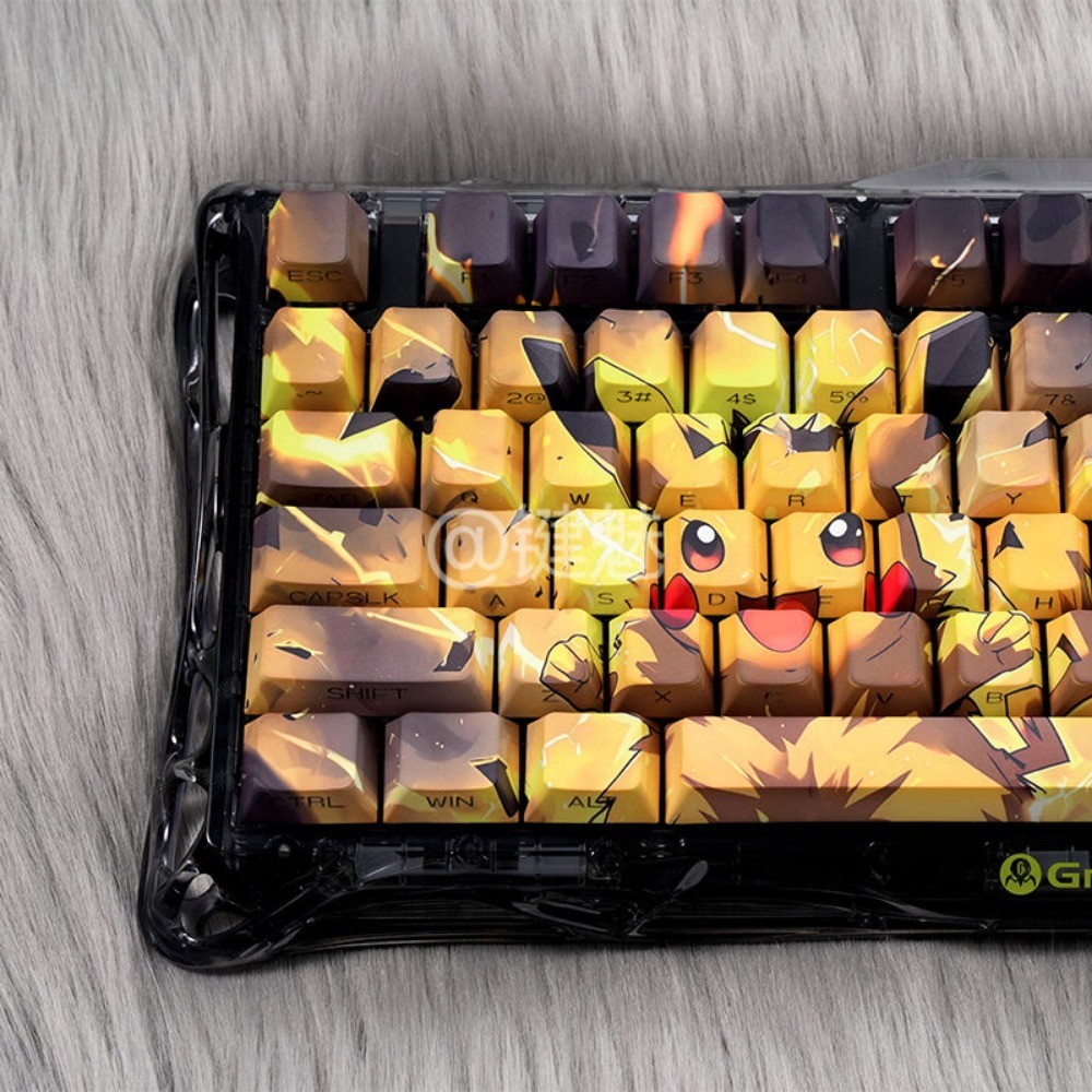 Pikachu Keycaps Cherry Profile 130 Phím PBT Dye Thăng Hoa Chữ Cái Khắc ...
