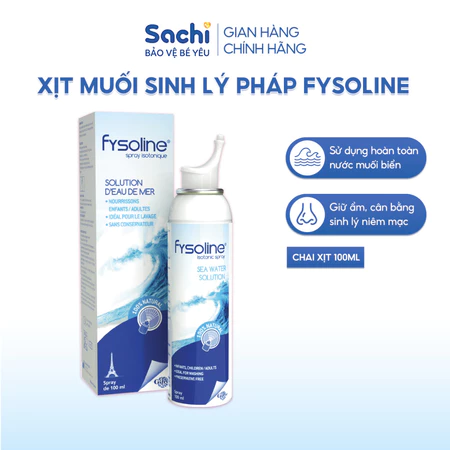Xịt Muối Sinh Lý Pháp Fysoline - Vệ Sinh, Giữ Ẩm, Cân Bằng Sinh Lý Niêm Mạc Mũi (100ml)