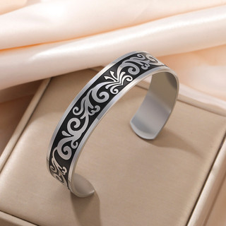 Vòng tay thép không gỉ phong cách dân tộc Skyrim vintage, chiều rộng 14 mm, phù hợp cho cả nam và nữ