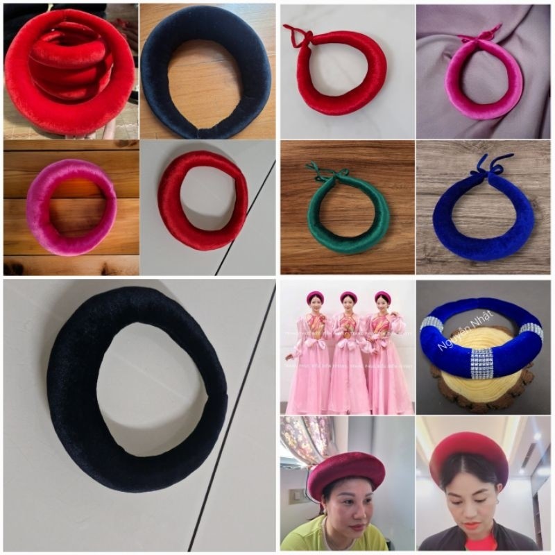 Vấn nhung đội đầu dùng biểu diễn văn nghệ, vấn quan họ bắc ninh, vấn dân tộc tày, đạo cụ phụ kiện