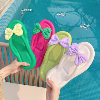 Xixitiao Đáy Mềm Đi Biển Hàn Quốc Nơ Dễ Thương Thời Trang Flip-Flops Nữ