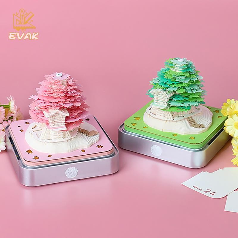 Alittlesetrtu Lịch Thời Gian 2026 Lịch Để Bàn Có Đèn LED Lịch 3D Xé Khắc Giấy Nghệ Thuật Pad Notepad Quà Tặng Giáng Sinh Trang Trí Máy Tính Để Bàn VN