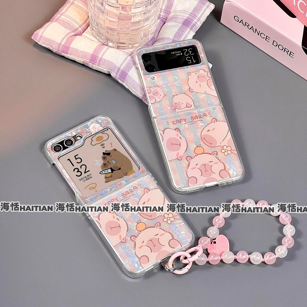 Thích Hợp Cho Samsung Galaxy Z Flip7 Flip6 Hoạt Hình Dễ Thương Họa Tiết Capybara Vỏ Điện Thoại Cho ZFlip 7 6 5 4 3 5G N3Flip MixFlip Dây Gấp Bảo Vệ Cứng