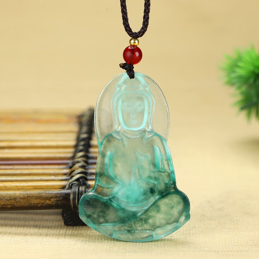 Vòng cổ mặt dây chuyền bằng đá tự nhiên thanh lịch Unisex-Đèn xanh lam màu đen có hạt đỏ, Trang sức thiền tâm linh, Vòng cổ thời trang | Mặt dây chuyền thanh lịch | Vòng cổ hình nhân vật bằng đá tự nhiên