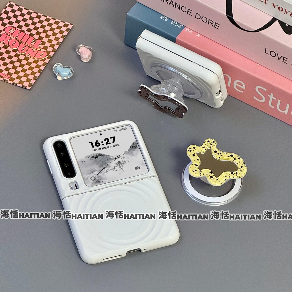 Thích Hợp Cho Samsung Galaxy ZFlip7 Sóng Thời Trang Chấm Bi Từ Tính Giá Đỡ Vòng Tay Vỏ Điện Thoại Có Thể Gập Lại Cho ZFlip 7 FE 6 5 5G N3Flip MixFlip 2 Dây Bảo Vệ