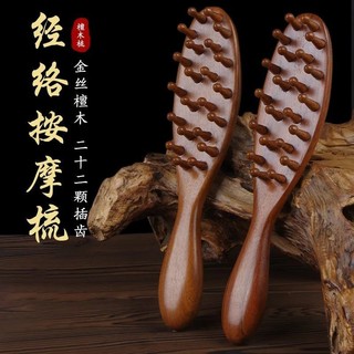 Tay Cầm Dài Gỗ Đàn Hương Kinh Tuyến Lược Massage Chống Rụng Tóc Hộ Gia Đình Lược Bụng Vai Cổ Đầu Toàn Thân Nạo vét Woo