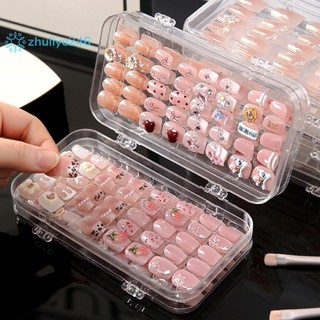 Hộp đựng móng giả ba ngăn bằng nhựa trong suốt kèm giá đỡ trưng bày
