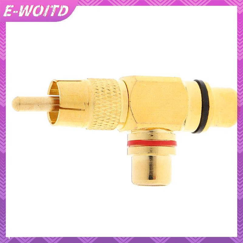 E-woitd 1 Chiếc Mạ Vàng 1 Nam Đến 2 Nữ RCA Bộ Chia Đồng Adapter AV Video Audio HNVN