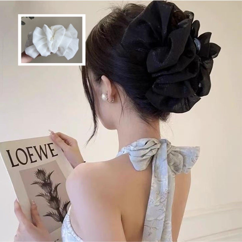 Nơ Hai Mặt Lớn Streamer Bong Bóng Grabbing Nơ Cá Mập Kẹp Tóc