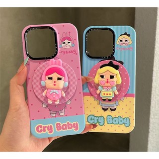 Màu sắc dễ thương phù hợp với điểm sóng nữ khóc cho bé khung từ tính Vỏ điện thoại di động thích hợp cho iPhone16 15 14 13 Pro max bảo vệ camera chống sốc chống rơi mặt sau cứng
