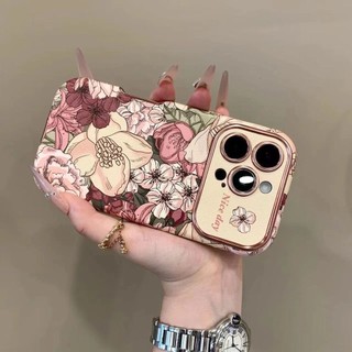 Sang Trọng Retro Cửa Sổ Lớn Tranh Sơn Dầu Cánh Hoa Ốp lưng iPhone16 15 14 13 12 11 Pro Max Chống Sốc Bảo Vệ Camera Chống Rơi Ốp Lưng Mềm