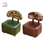Ghế Cán Vuông, Chỗ Để Chân, Đệm Mềm Da PU Có Bánh Xe Ghế Tựa Lưng Cho Gia Đình SPA Massage Văn Phòng Shop — ảnh 2