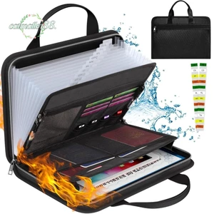 CATMALLER88 Thư mục tập tin mở rộng, Bộ sắp xếp tập tin Accordion chống cháy 13 túi, Lưu trữ an toàn di động có khóa kéo & nhãn Biên lai hóa đơn