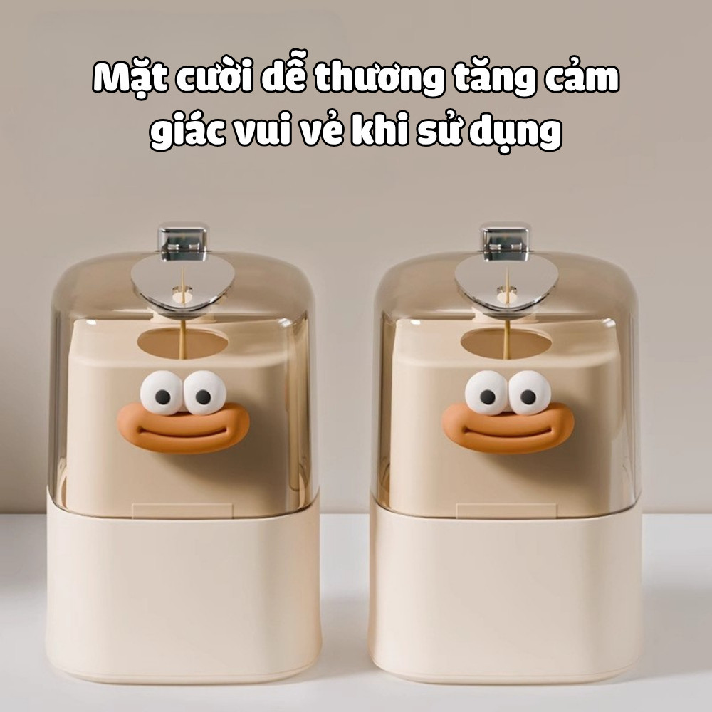 Hộp Đựng Tăm Tự Động Thông Minh Thiết Kế Mặt Cười Ngộ Nghĩnh, Hộp Tăm Có Nắp Chống Bụi DINO
