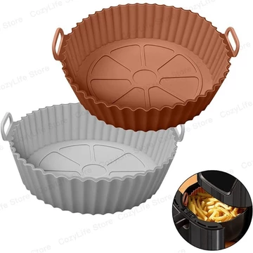 2 Khuôn Silicon Cho Nồi Chiên Không Khí Nồi Chiên Không Khí Giỏ Silicon Làm Dày Lò Nướng Khay Chiên Gà Pizza Không Chiên Phụ Kiện