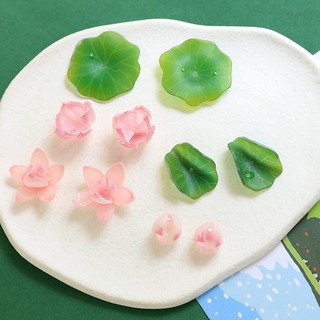 Mô Phỏng Mùa Hè Hoa Sen Lá Sương Hạt Nhiệt Co Tấm Nhựa Thẳng Xuyên Tự Làm Handmade Trang Sức Bông Tai Kẹp Tóc Phụ Kiện