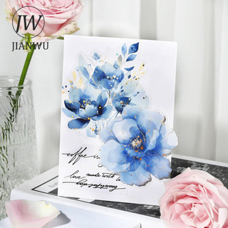 Jianwu Translucen Hoa Series Vintage Hoa Bronzing Chất Liệu Cắt Dán PET Sáng Tạo DIY Tạp Chí Văn Phòng Phẩm