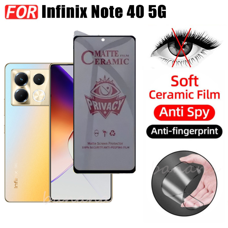3 TRONG 1 Infinix Note 40 5G Chống gián điệp Bảo mật Phim gốm cho ống kính máy ảnh Infinix Note40 Kính bảo vệ màn hình và phim mặt sau