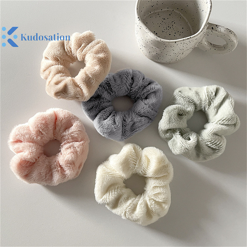 Kudosation Mùa Đông Ấm Áp Tóc Mềm Scrunchies Nữ Cô Gái Dễ Thương Sang Trọng Co Giãn Tóc Nhiều Màu Dây Cao Su