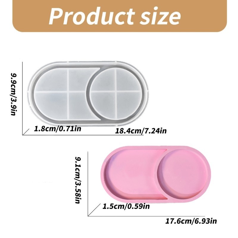 Khuôn đúc silicon hình bầu dục hiệu quả mặt trăng Khay lót ly bằng nhựa để trang trí văn phòng
