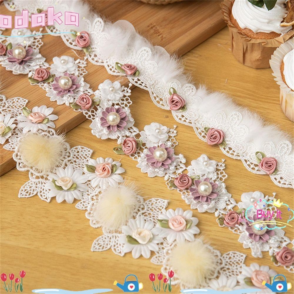ODAKA Chất liệu may Bộ nghệ thuật Trang trí vải Đính cườm Ruy băng ren đính cườm