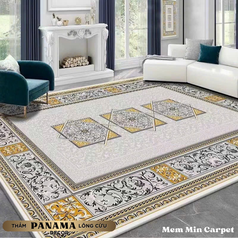 Thảm Panama Lông Cừu Cao Cấp 2mx3m-MemMinbedding Luxury Họa tiết sang chảnh, làm cho căn nhà thêm trang trọng, lịch sự