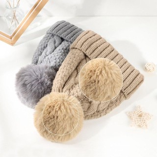 Mũ Beanie dệt kim dày giữ ấm, bảo vệ tai, phù hợp nam nữ