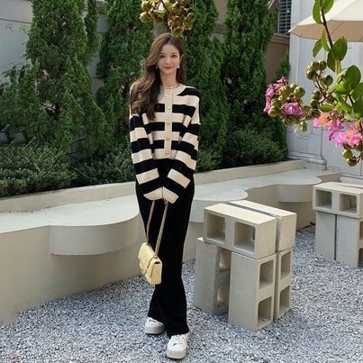 (HÀNG QCCC) Áo khoác len Cardigan kẻ sọc dáng croptop phối khuy cài phong cách thời trang BA SP39