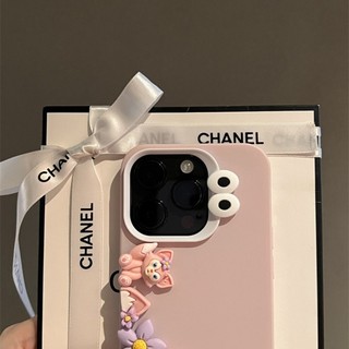 [Chất lượng cao] Vỏ điện thoại silicon lỏng Linabelle lập thể 3D màu hồng cho iPhone15 14 13 12 11 Pro Max iXSMAX XR XS Vỏ silicon mềm bảo vệ camera chống sốc